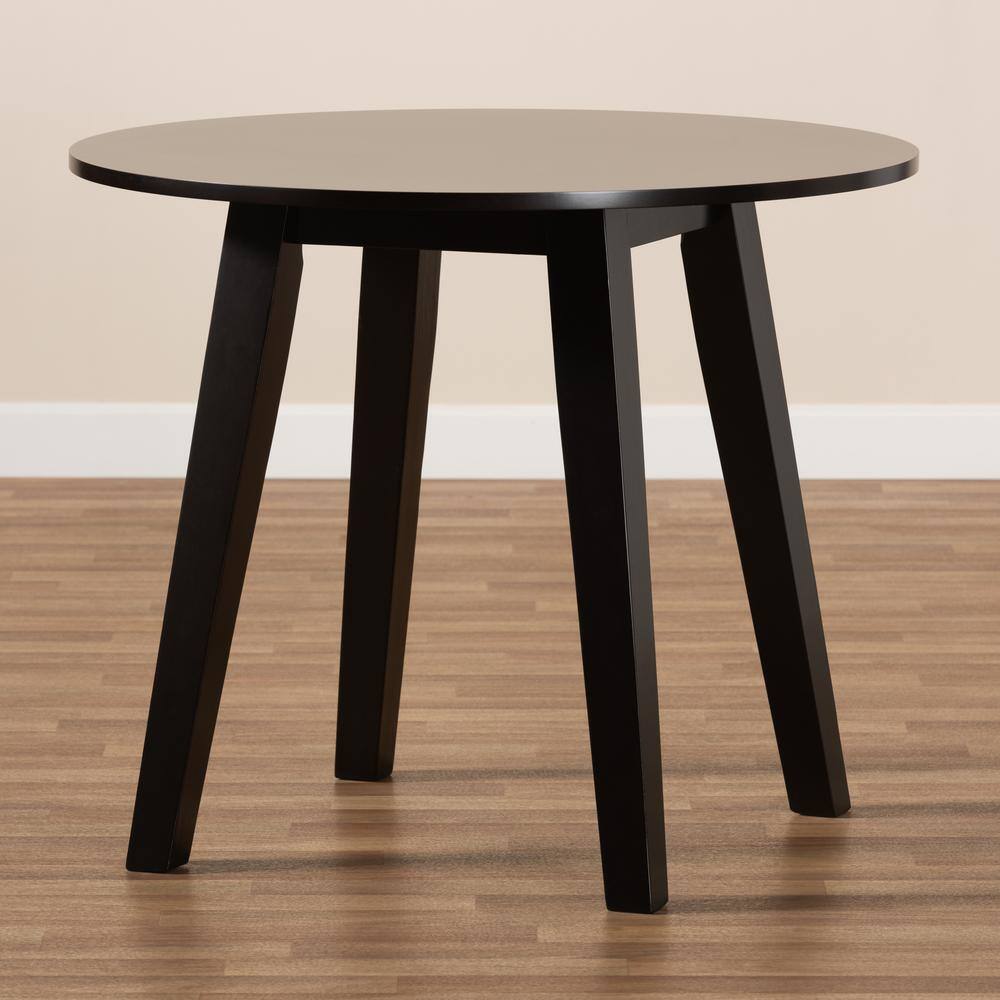 Ela Dark Brown Round Wood Dining Table with Splayed Legs
