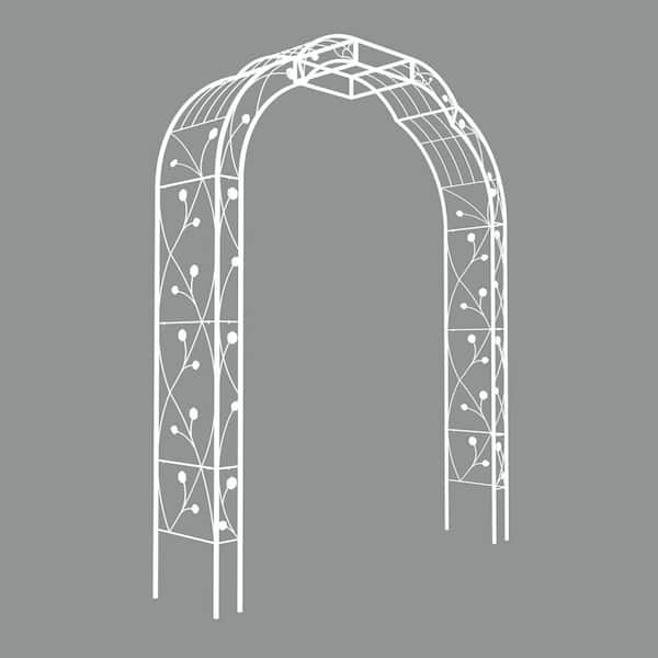 Unbranded White Series Outside Dimensions: 98.4 in. x 74.4 in. Iron Gothic Arbor, Arbor