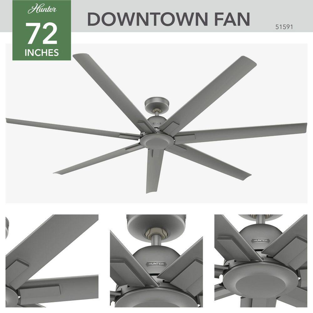 Downtown 72" Matte Silver 7-Blade Ceiling Fan with Remote