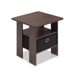 Dark Brown and Black Storage End Table
