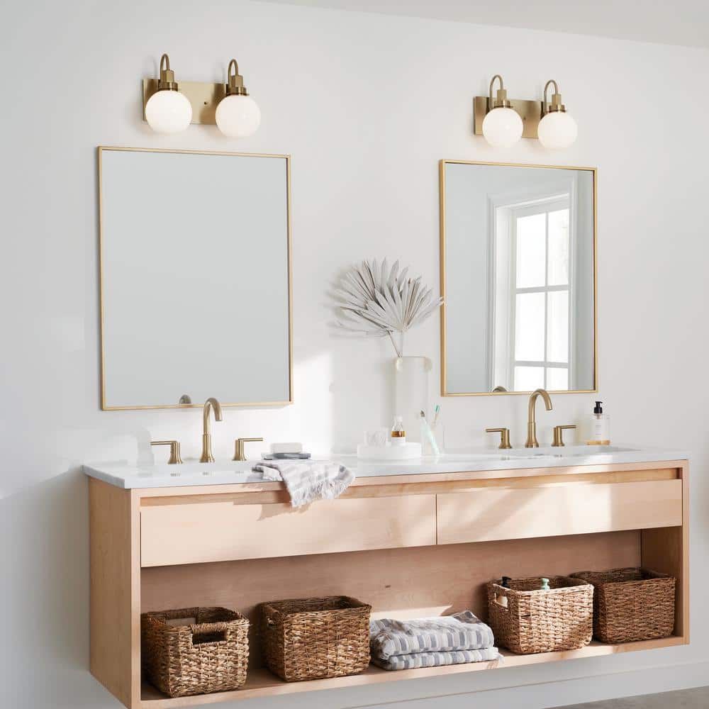 Champagne Bronze 14.25" 2-Light Vanity with Opal Glass