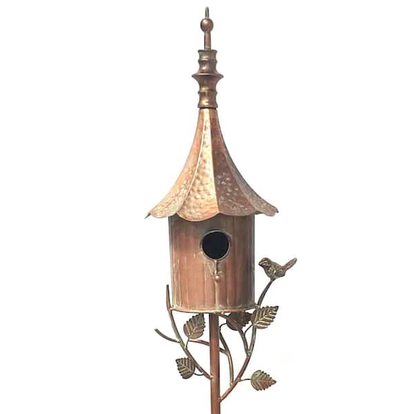 Zaer Ltd. 64.75 in. Tall Antique Copper Iron Birdhouse "Chelsea"