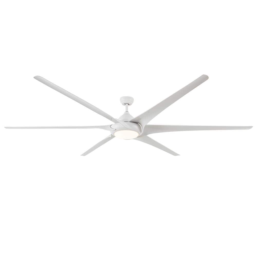 100 in. LED Outdoor/Indoor White Smart Ceiling Fan with Remote, 6 Blades, T