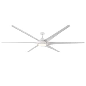 100 in. LED Outdoor/Indoor White Smart Ceiling Fan with Remote, 6 Blades, Timer and Dimmer