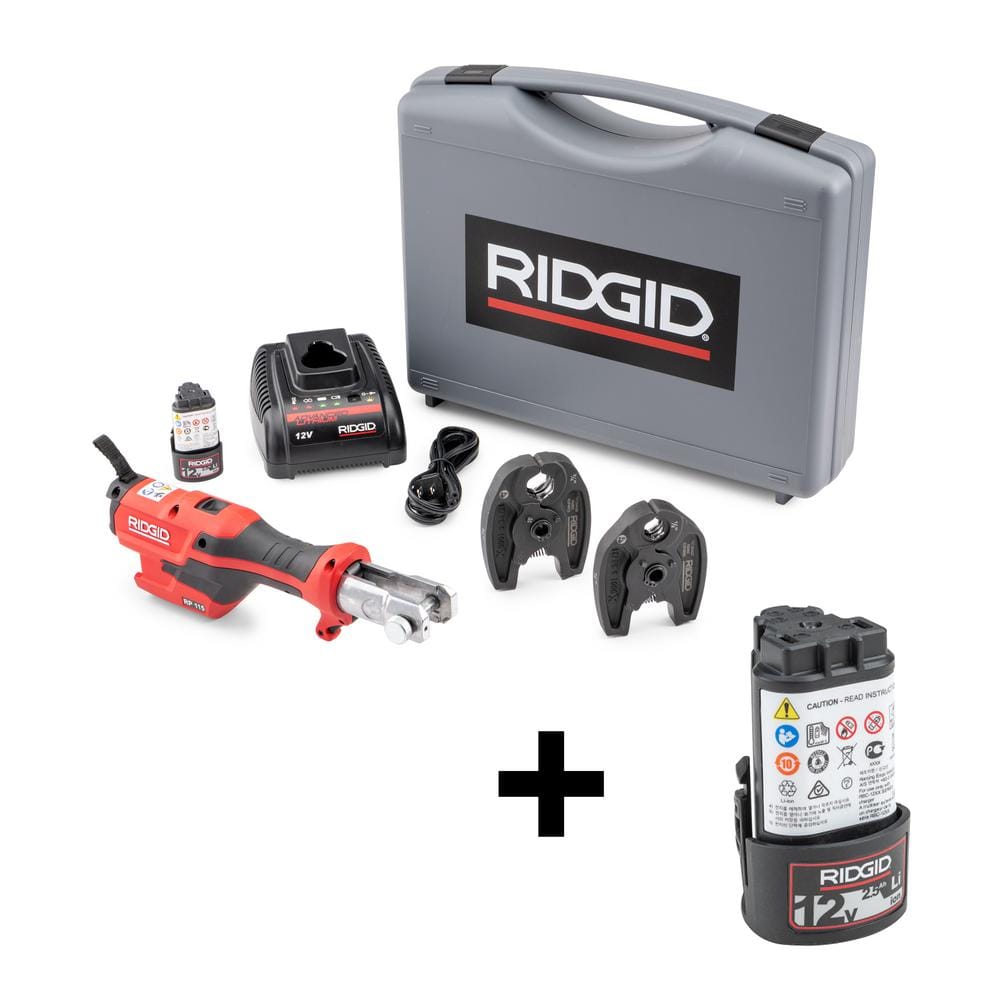 RIDGID RP 115 Mini Press Tool Kit For 1/2 In. - 3/4 In. Copper ...