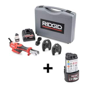RP 115 Mini Press Tool Kit for 1/2 in. - 3/4 in. Copper & Stainless Fittings with 2, 12-Volt Batteries (Include 7 Items)