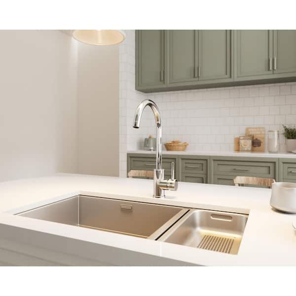ANGELSEY Single-Handle High-Arc Kitchen Faucet with 360° Spout Swivel in Polished Chrome
