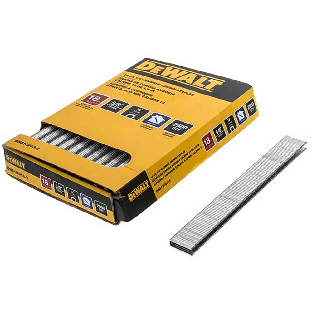 DEWALT 1/4 in. x 5/8 in. x 18-Gauge Crown Staples (2500 Pieces) DNS18063-2  - The Home Depot