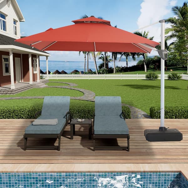 Mondawe 10 ft. Square Aluminum Cantilever Patio Umbrella 360