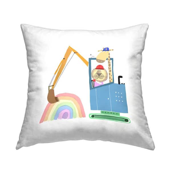 Stupell Industries Working Construction Animals Multi-Color Print Polyester 18 in. x 18 in. Throw Pillow