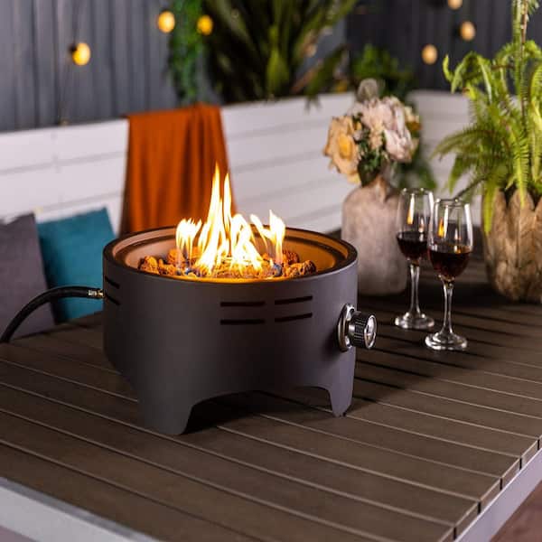 15 inch Outdoor Portable Propane Fire Pit, Tabletop Fire Pit with Quick Connect Regulator