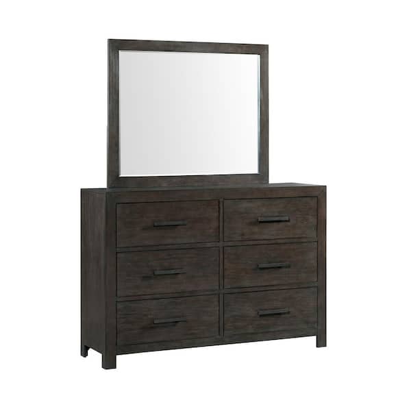 Picket House Furnishings Holland 6-Drawer Dresser with Mirror in Dark Walnut
