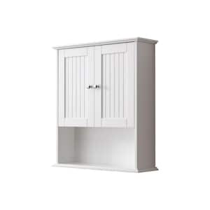 26.22 in. W x 7.87 in. D x 29.53 in. H Bathroom Storage Wall Cabinet in White with 2-Door and 1 Open Shelf