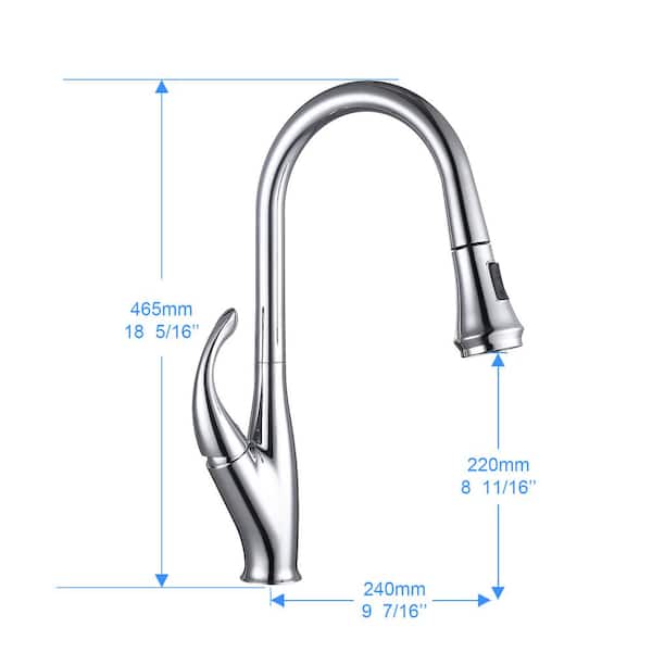 Single Handle Pull Down Sprayer Kitchen Faucet in Chrome