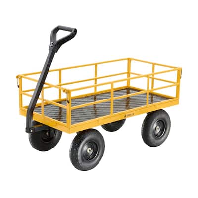 7 cu. ft. Steel Utility Garden Cart, 1,200 lb. Capacity, 13 in. Pneumatic Tires, 2-in-1 Pull or Tow Handle