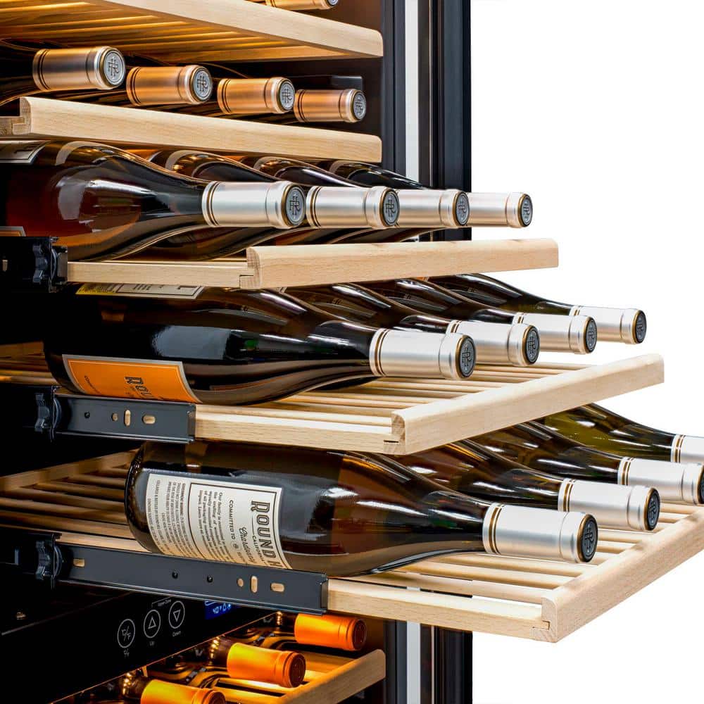 Stainless Steel Dual Zone 160 Bottle Wine Cooler with LED Lighting