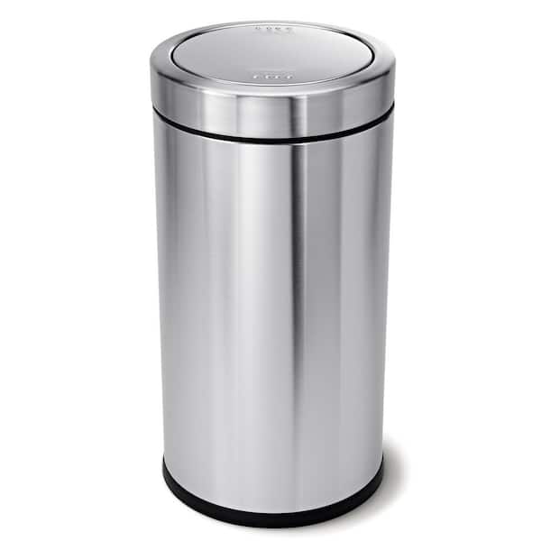 Round Cylindrical Trash Can With Soft-Close Foot Pedal, 20 Liter/5.3 Gallon,  Brushed Stainless Steel 