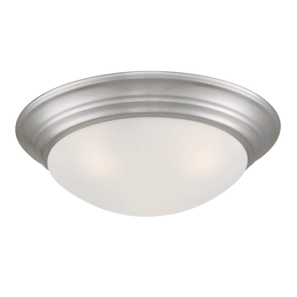 Modern Tap 14" Brushed Nickel & Glass Flush Mount Light