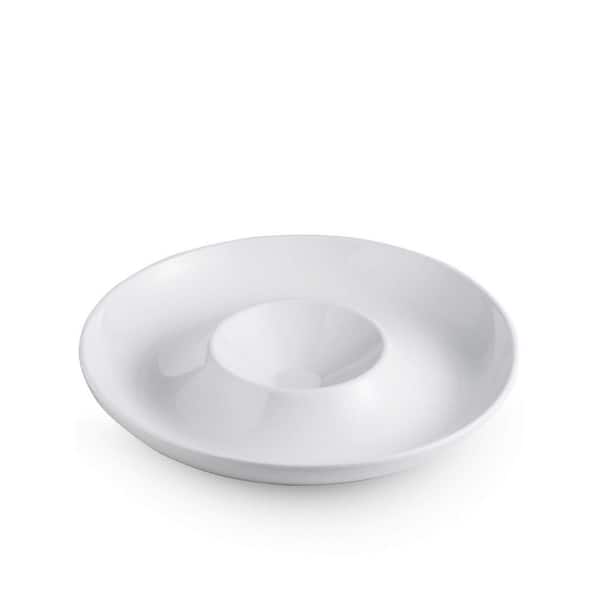 12.2 in. Porcelain Chip and Dip Serving Set, Divided Serving Tray, Compartment Platter for Appetizers, Cheese, White