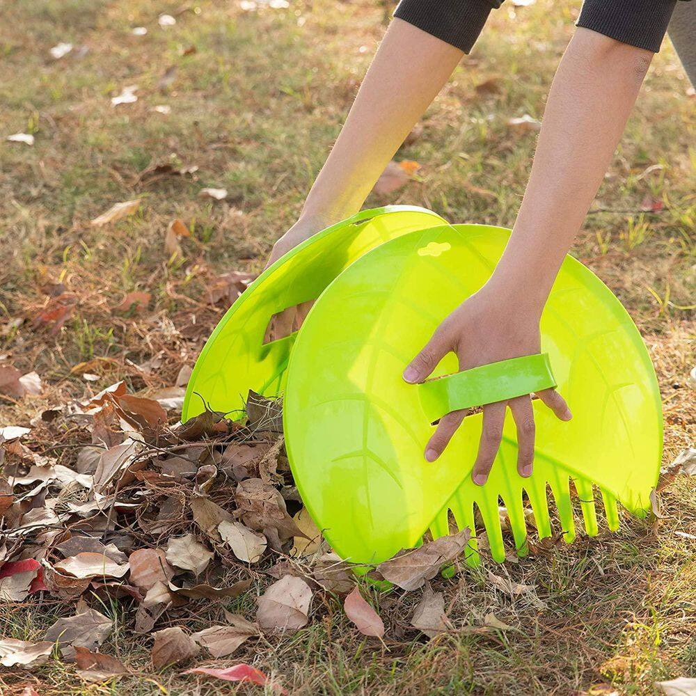Red Plastic Leaf Scoops for Lawn and Garden Cleanup