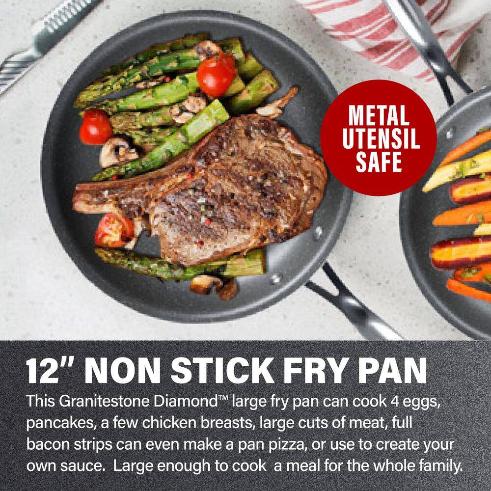 GraniteStone 12'' Black Non-Stick Aluminum Frying Pan