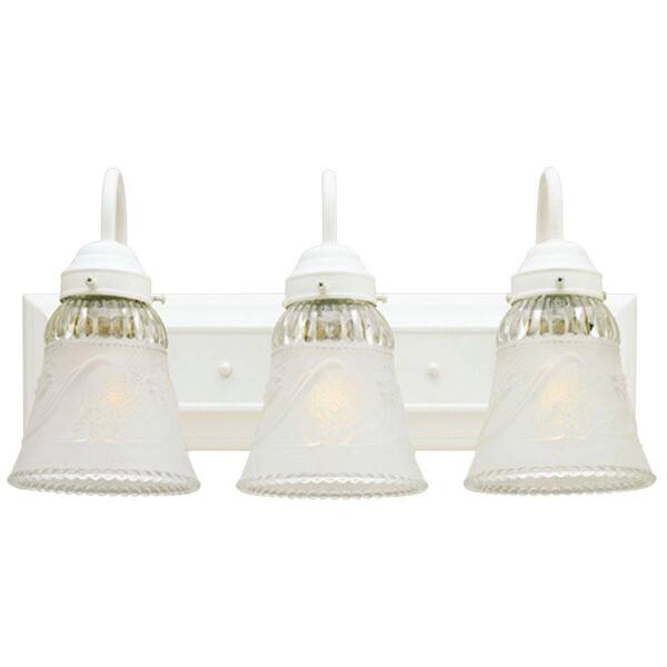 Westinghouse 3-Light Interior White Wall Fixture with Embossed Floral and Leaf Design Glass