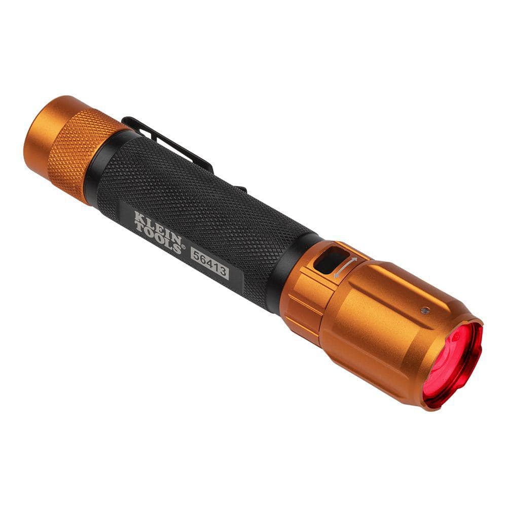 Rechargeable Black and Orange LED Flashlight with Holster