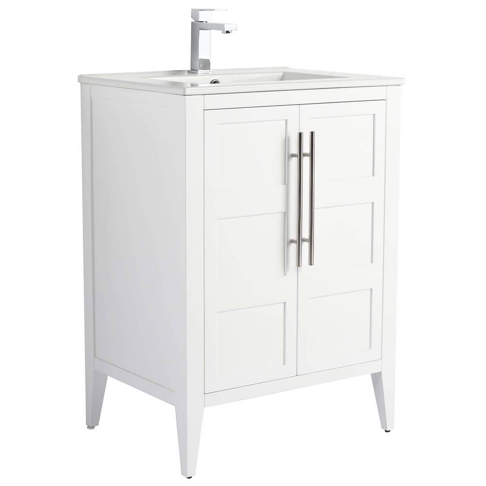 Leafside 24 in. Freestanding White Bath Vanity with White Ceramic Sink Top Assembled price history on PriceWatchPro