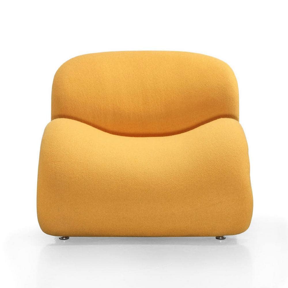 Geometric Yellow Metal Accent Chair with Wool Blend