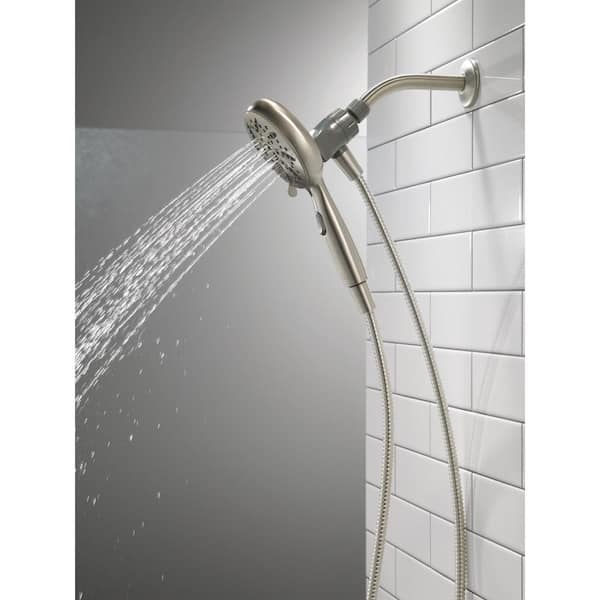 SureDock Magnetic 6-Spray Patterns 1.75 GPM 4.94 in. Wall Mount Handheld Shower Head in Spotshield Brushed Nickel