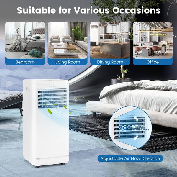 COSTWAY 10000 BTU Portable Air Conditioner, 3-in-1 AC Unit with  Dehumidifier & Smart Sleep Mode, 24H Timer & Remote Control, Cools Rooms up  to 350