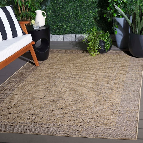 Sisal Performance 8 ft. x 10 ft. Natural/Beige Border Abstract Area Rug