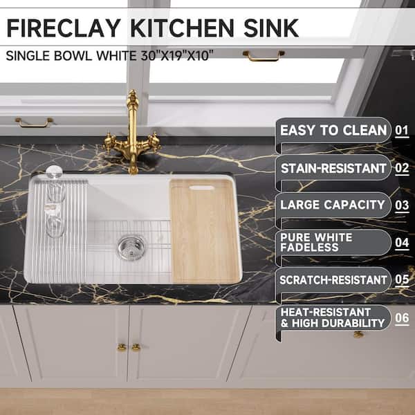 WetBase 30 in. Workstation Kitchen Sink Undermount White Kitchen