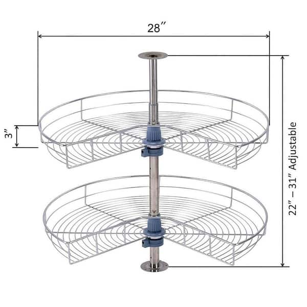 28 in. Kitchen Corner In-Cabinet Organizers with 270° Rotating for Storing Pot, Containers, Spice Jars and Kitchen Item