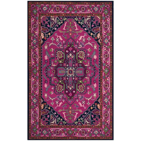 SAFAVIEH Bellagio Pink/Navy 5 ft. x 8 ft. Border Area Rug