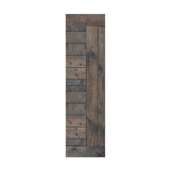 ISLIFE L Series 24 in. x 84 in. Smoky Gray Finished Solid Wood Barn Door Slab - Hardware Kit Not Included