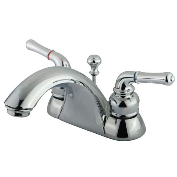Kingston Brass Naples 4 in. Centerset 2-Handle Bathroom Faucet with Plastic Pop-Up in Polished Chrome