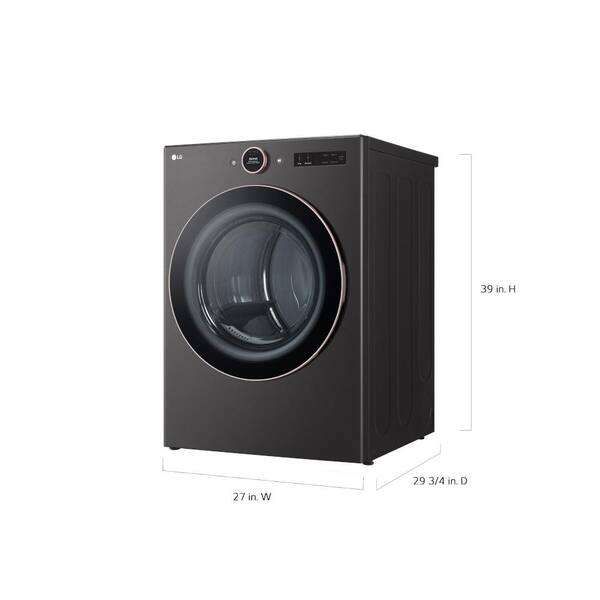 Sécheuse électrique, 7.4 pi. cu. Vapeur, 27 po, écran ACL, Empilable, Wi-Fi  activé, certifié ENERGY STAR, LG DLEX6500B Inox Noir - Mes electros