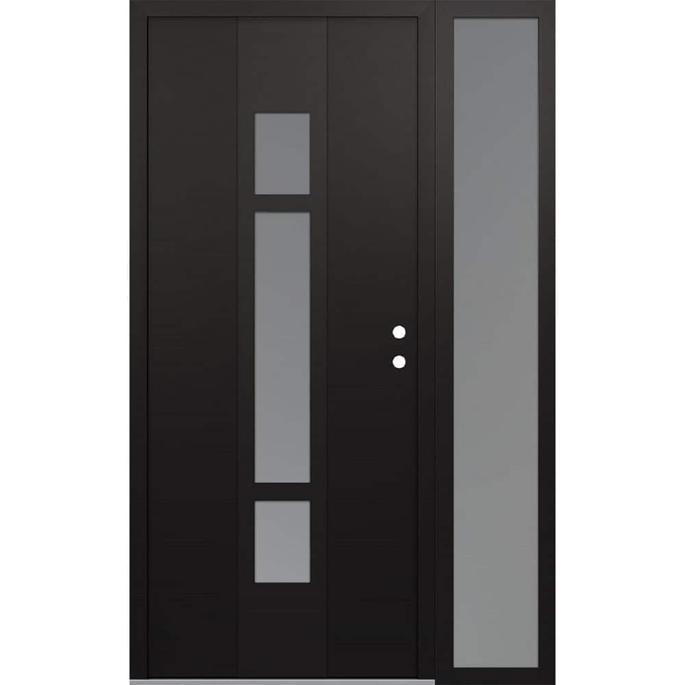 A9 52 in. x 80 in. Black P Left-Hand/Inswing Frosted Glass Black/White Sidelite Steel Prehung Front Door price history on PriceWatchPro