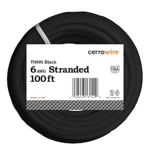 100 ft. 6 Gauge Black Stranded Copper THHN Wire