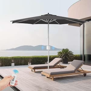 9 ft. Aluminum Automatic Patio Umbrella Outdoor Market Umbrella Remote Button Controls and UV-Resistant in Dark Grey