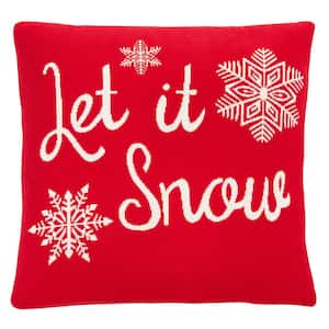Snowfall Red 20 in. x 20 in. Throw Pillow