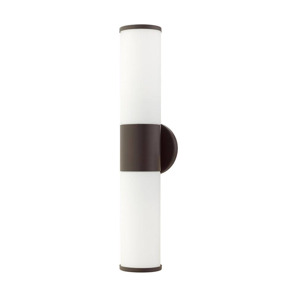 Bronze Opal Glass 2-Light Outdoor Vanity Sconce
