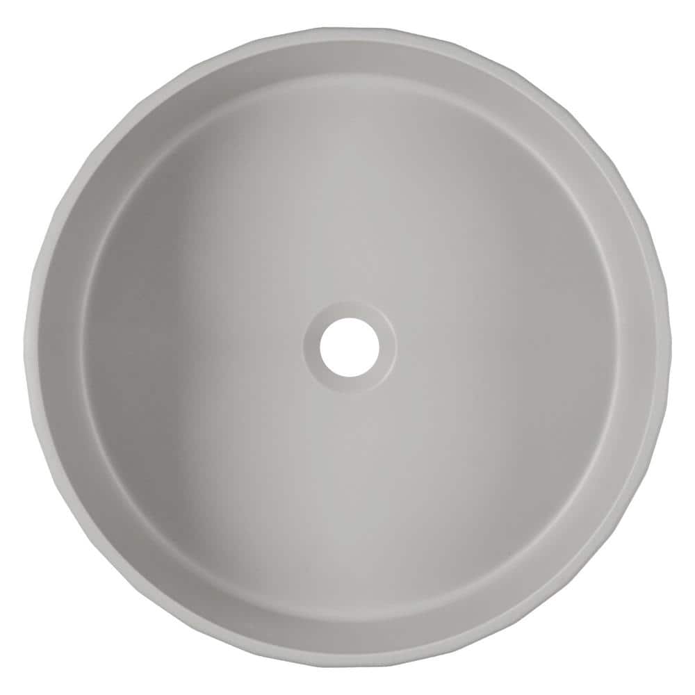 17" Round Light Gray Concrete Above-Counter Bathroom Vessel Sink