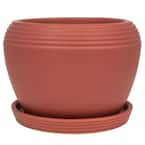 8 in. Faye Brick Red Ceramic Planter