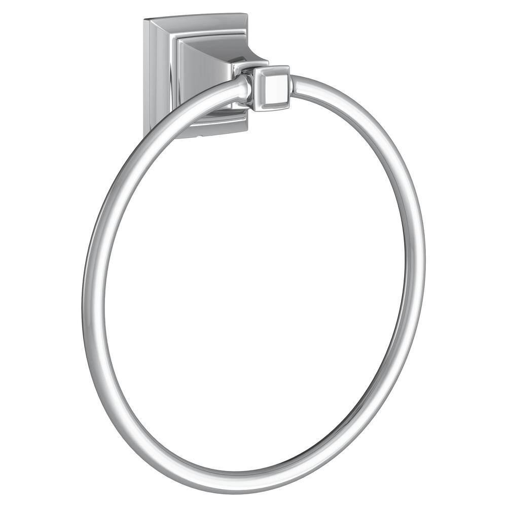 Polished Chrome Wall Mounted Towel Ring with Architectural Detailing