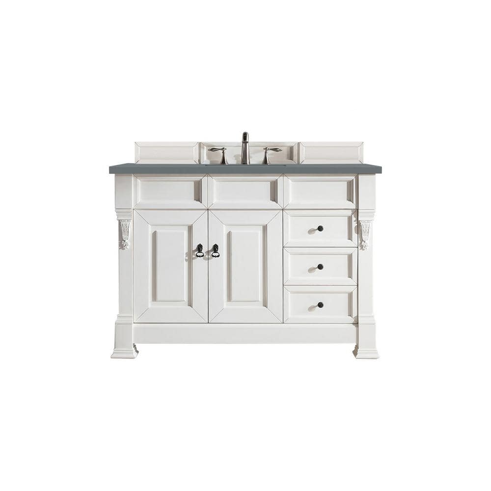James Martin Vanities Brookfield 48 in. W x 23.5 in. D x 34.3 in. H Bathroom Vanity in Bright White with Cala Blue Quartz Top -  147-V48-BW-3CBL