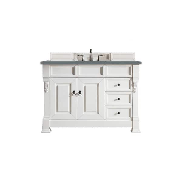 James Martin Vanities Brookfield 48 in. W x 23.5 in. D x 34.3 in. H Bathroom Vanity in Bright White with Cala Blue Quartz Top