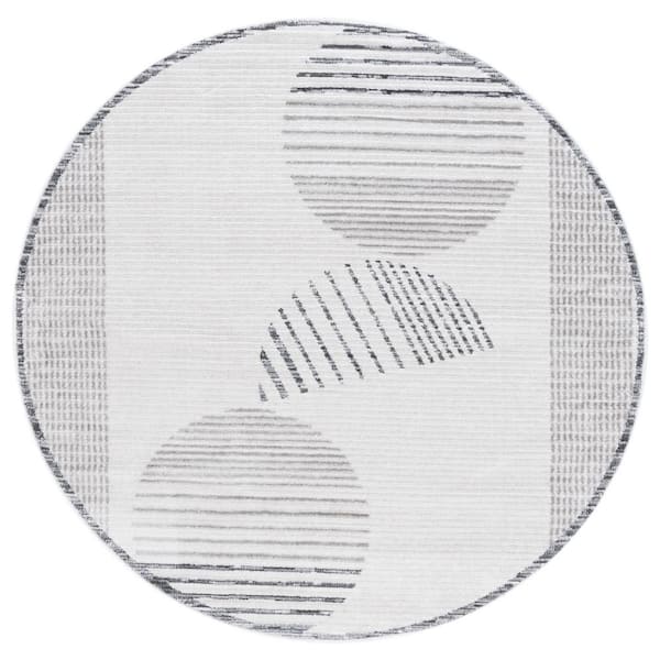 SAFAVIEH Alamo Ivory/Gray 7 ft. x 7 ft. Modern Geometric Round Area Rug