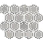 Hexagono Grigio 12.4 in. x 12.4 in. Polished Marble Look Floor and Wall Tile (10.6 sq. ft./Case)